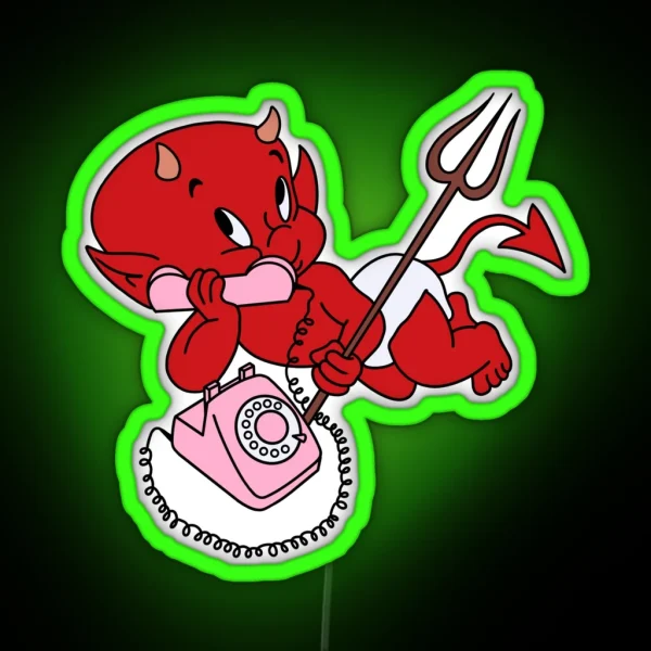 Hot Stuff The Little Devil Pink Phone RGB Neon Sign
