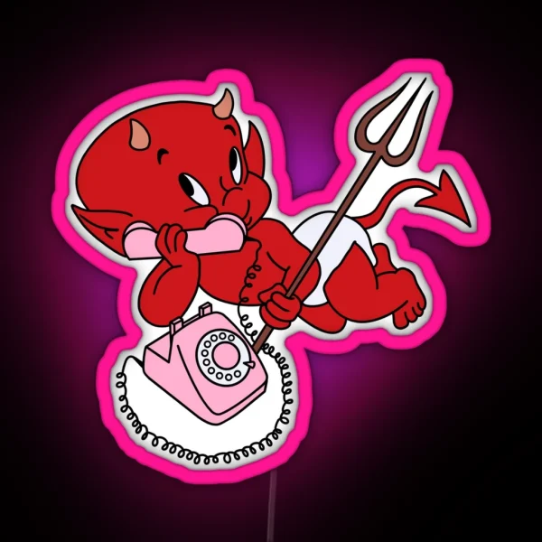 Hot Stuff The Little Devil Pink Phone RGB Neon Sign