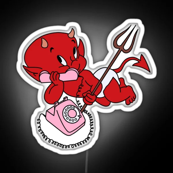 Hot Stuff The Little Devil Pink Phone RGB Neon Sign
