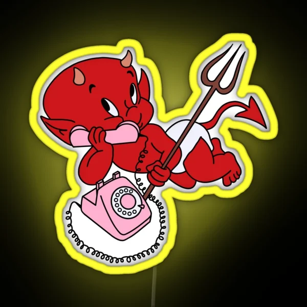 Hot Stuff The Little Devil Pink Phone RGB Neon Sign