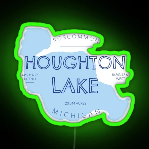 Houghton Lake Michigan RGB Neon Sign
