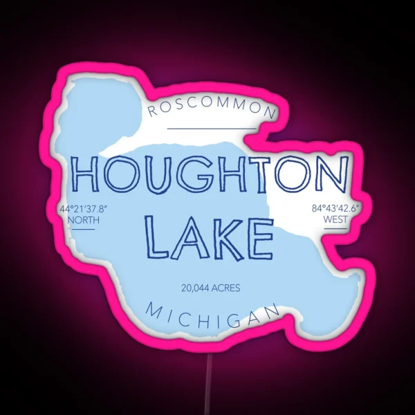 Houghton Lake Michigan RGB Neon Sign