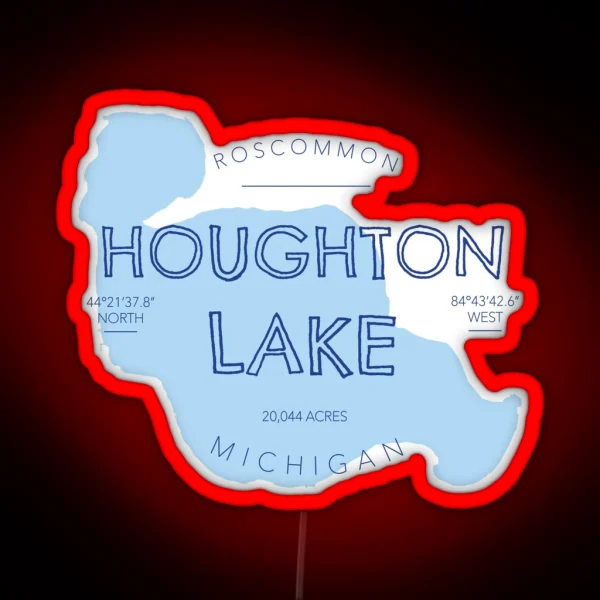 Houghton Lake Michigan RGB Neon Sign
