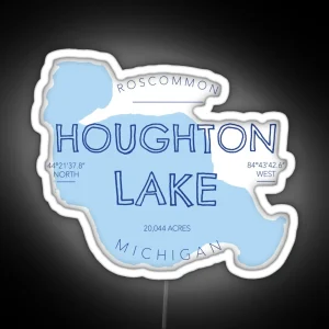 Houghton Lake Michigan RGB Neon Sign