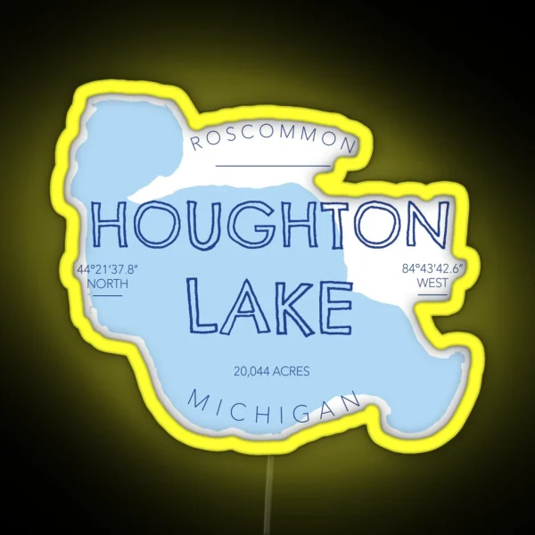 Houghton Lake Michigan RGB Neon Sign