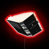 RGB neon sign illuminates a surreal House of Leaves reading nook
