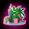 Vibrant house panther illuminated by colorful RGB neon lighting accents
