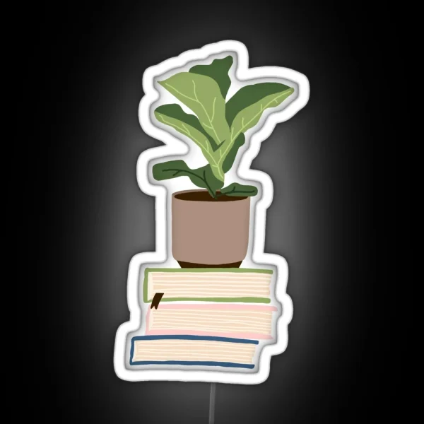 Houseplant On Stacked Books RGB Neon Sign