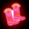 Vintage Western Neon Sign Featuring RGB Lighting with Boot Silhouette