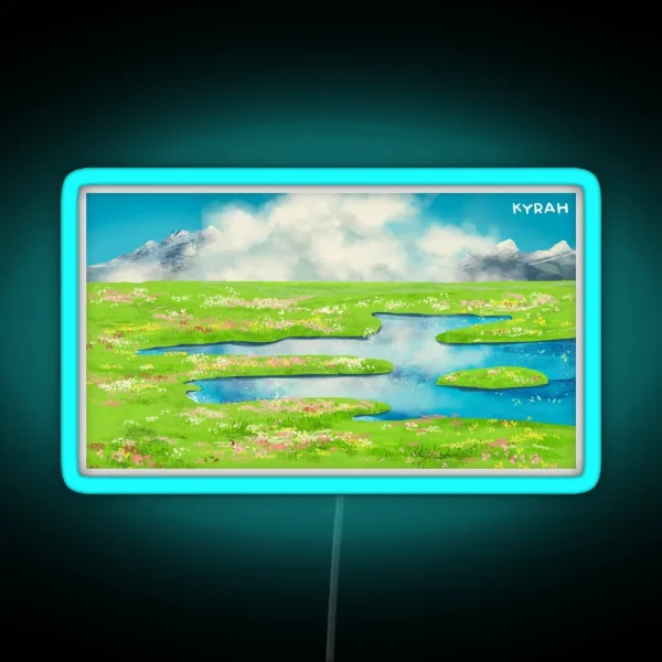 Howl S Moving Castle Landscape RGB Neon Sign