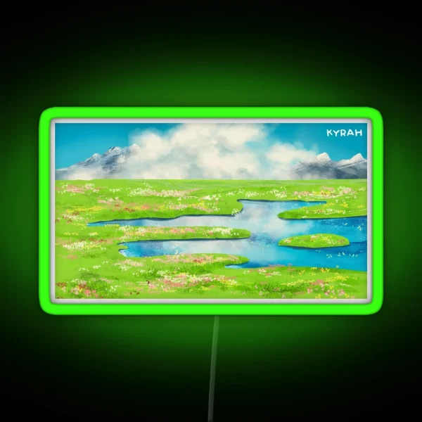 Howl S Moving Castle Landscape RGB Neon Sign
