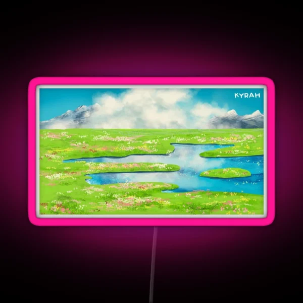 Howl S Moving Castle Landscape RGB Neon Sign