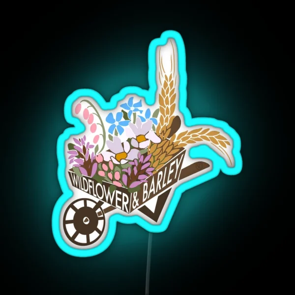 Hozier Wildflower And Barley Wheelbarrow Design RGB Neon Sign