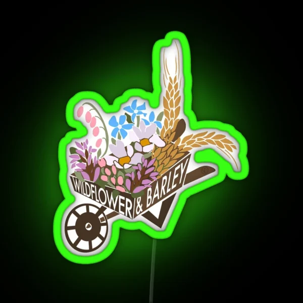 Hozier Wildflower And Barley Wheelbarrow Design RGB Neon Sign