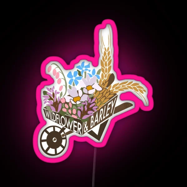 Hozier Wildflower And Barley Wheelbarrow Design RGB Neon Sign