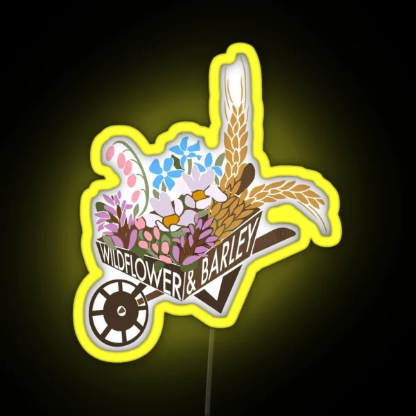 Hozier Wildflower And Barley Wheelbarrow Design RGB Neon Sign