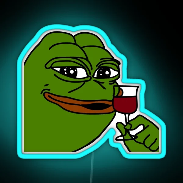 HQ Pepe Drinking Wine RGB Neon Sign