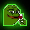 Vibrant HQ Pepe Illuminated Neon Sign with Wine Theme Accents.
