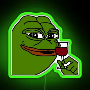 HQ Pepe Drinking Wine RGB Neon Sign