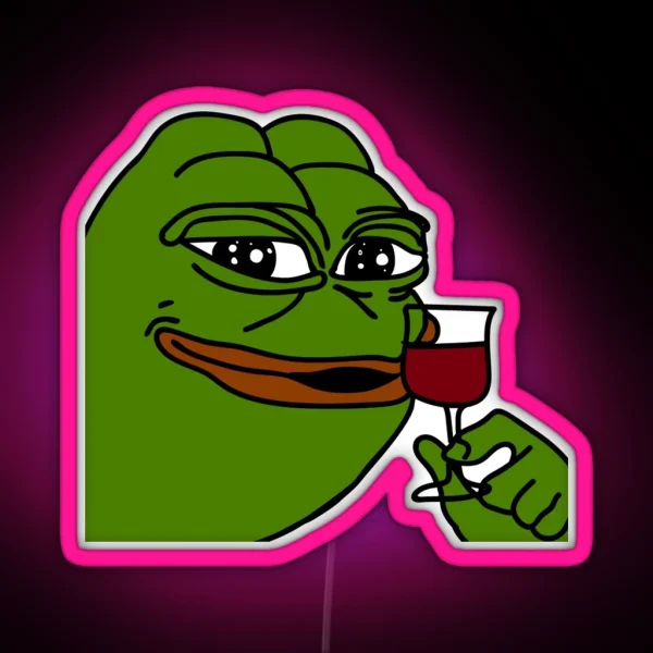 HQ Pepe Drinking Wine RGB Neon Sign