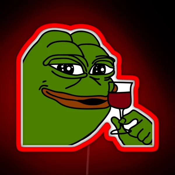 HQ Pepe Drinking Wine RGB Neon Sign