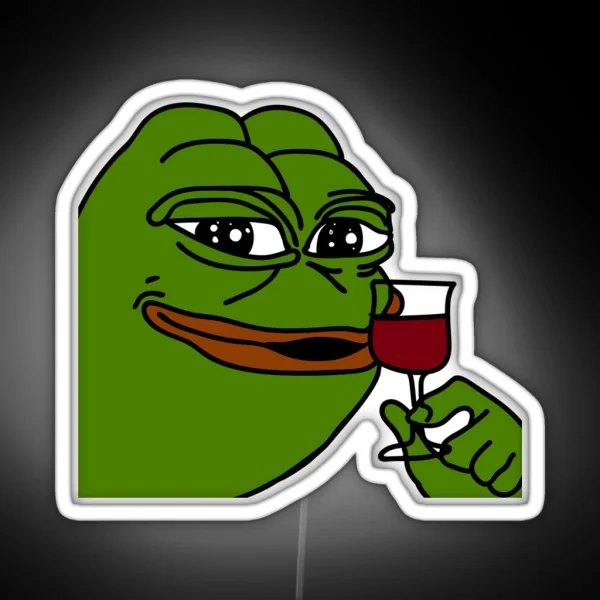 HQ Pepe Drinking Wine RGB Neon Sign