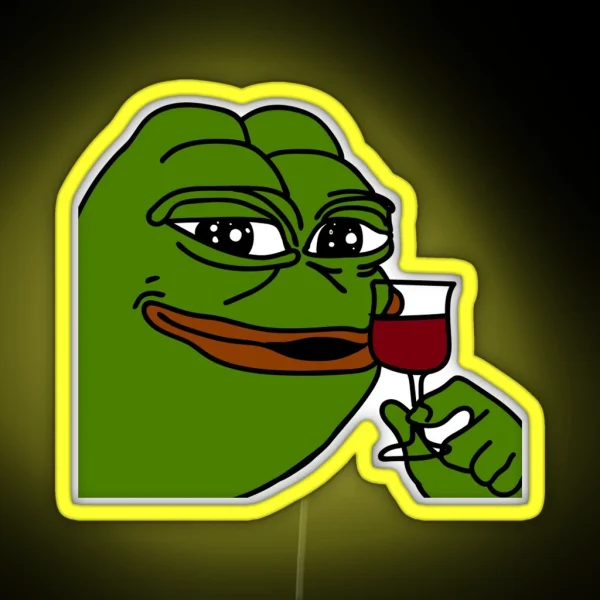 HQ Pepe Drinking Wine RGB Neon Sign