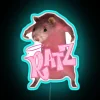 Vibrant pink rat meme neon light decor for modern homes.