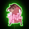 Vibrant pink rat shaped neon sign for gaming and humor enthusiasts