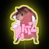 Vibrant pink LED HQ logo inspired meme novelty wall decor.