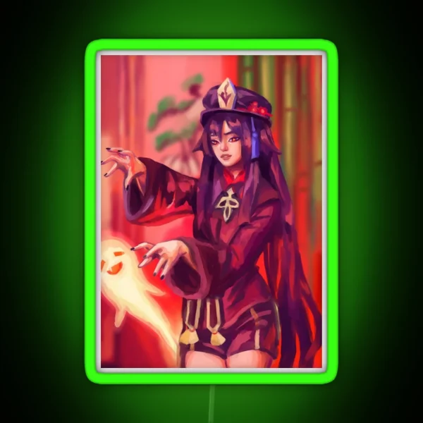 Hu Tao Genshin Impact Anime Fan Art RGB Neon Sign
