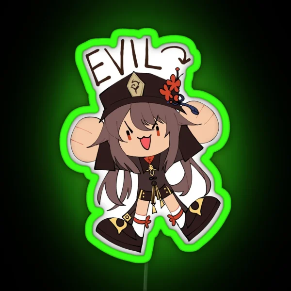 Hu Tao Genshin Impact Meme Print Led Button RGB Neon Sign