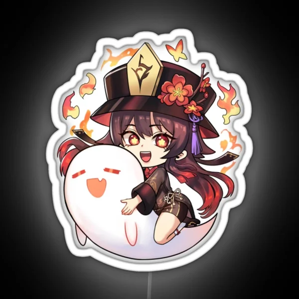 Hu Tao Ledhu Tao Chibi Genshin Impact Spirit Soother RGB Neon Sign