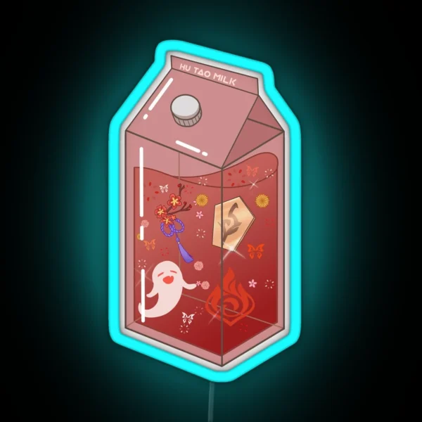 Hu Tao Milk Carton RGB Neon Sign