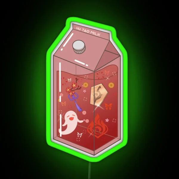 Hu Tao Milk Carton RGB Neon Sign