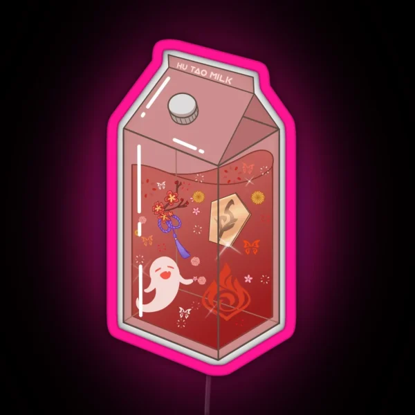 Hu Tao Milk Carton RGB Neon Sign