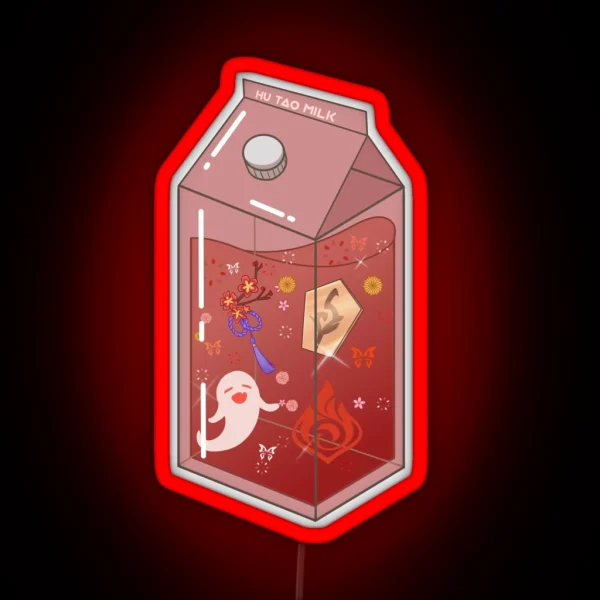 Hu Tao Milk Carton RGB Neon Sign