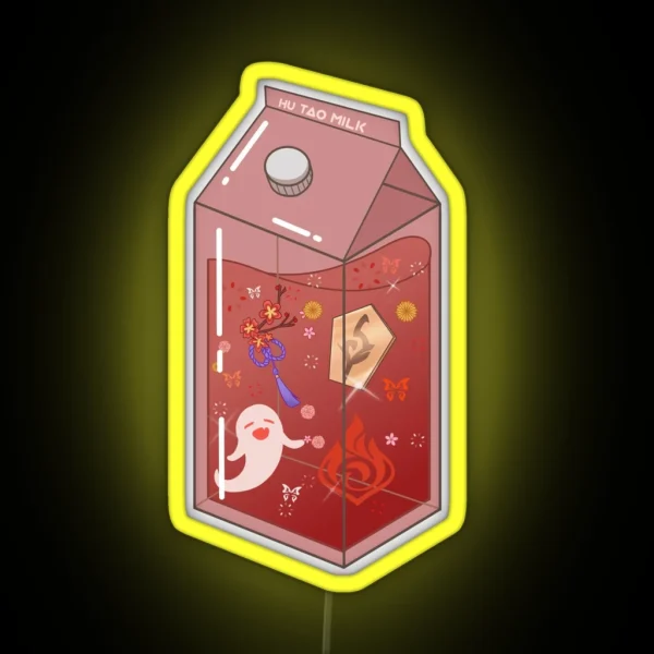 Hu Tao Milk Carton RGB Neon Sign