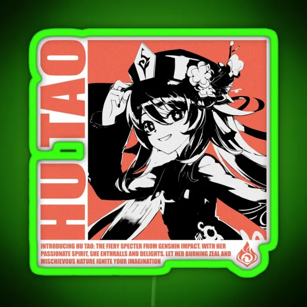 Hu Tao Pyro Genshin Impact RGB Neon Sign