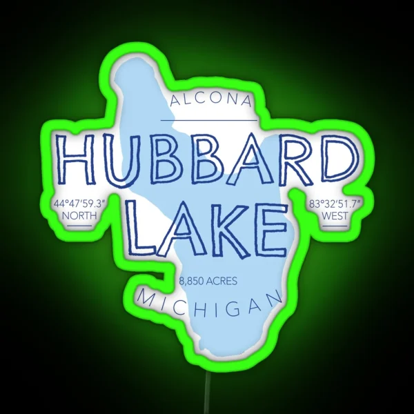 Hubbard Lake Michigan RGB Neon Sign