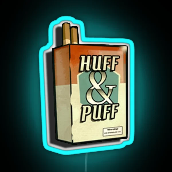 Huff And Puff Cigarette Carton RGB Neon Sign