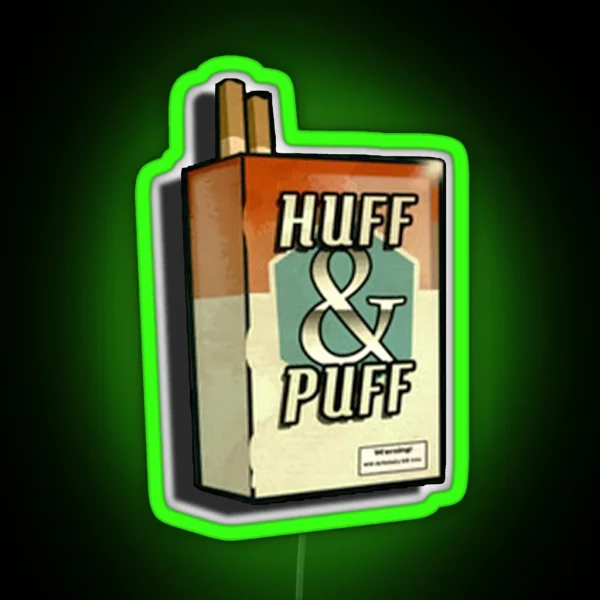 Huff And Puff Cigarette Carton RGB Neon Sign
