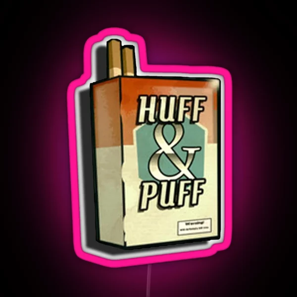 Huff And Puff Cigarette Carton RGB Neon Sign