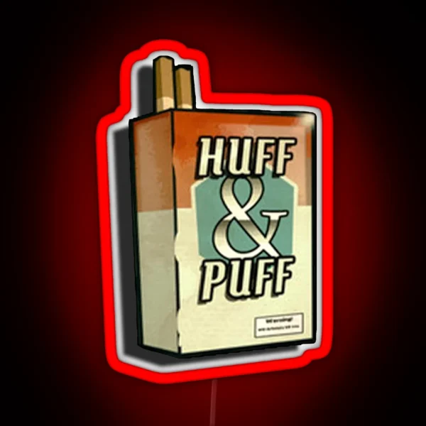 Huff And Puff Cigarette Carton RGB Neon Sign