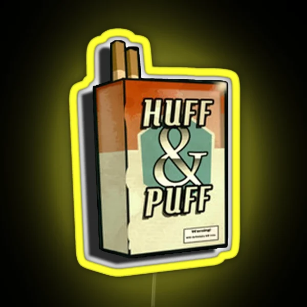 Huff And Puff Cigarette Carton RGB Neon Sign