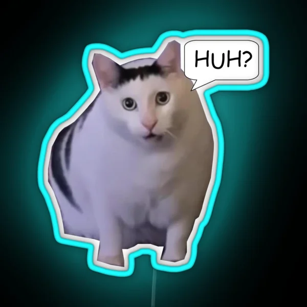 Huh Cat Meme RGB Neon Sign