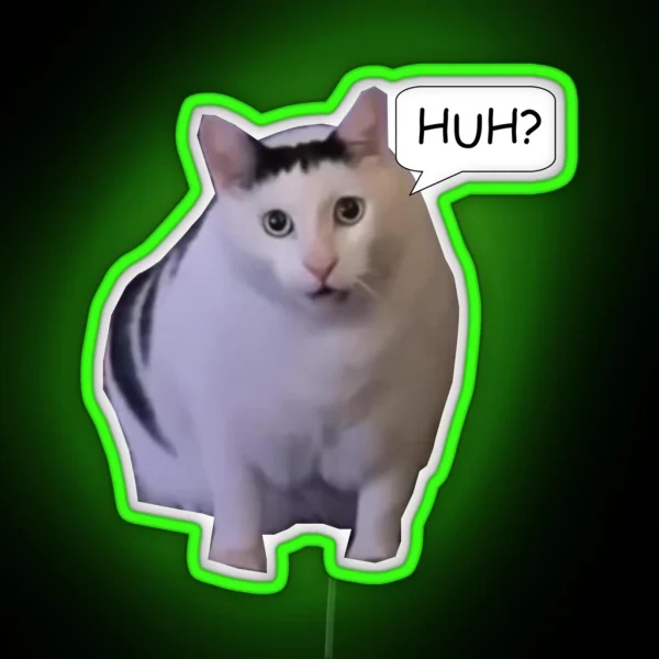 Huh Cat Meme RGB Neon Sign