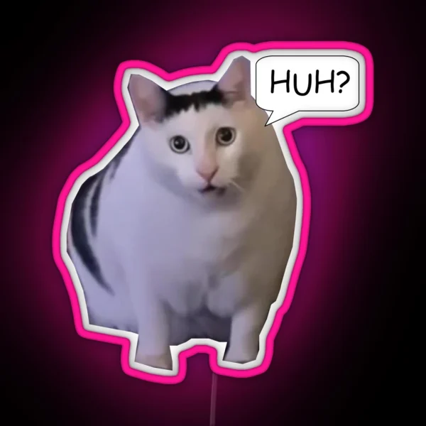 Huh Cat Meme RGB Neon Sign