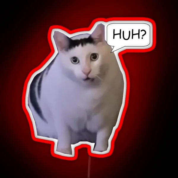 Huh Cat Meme RGB Neon Sign