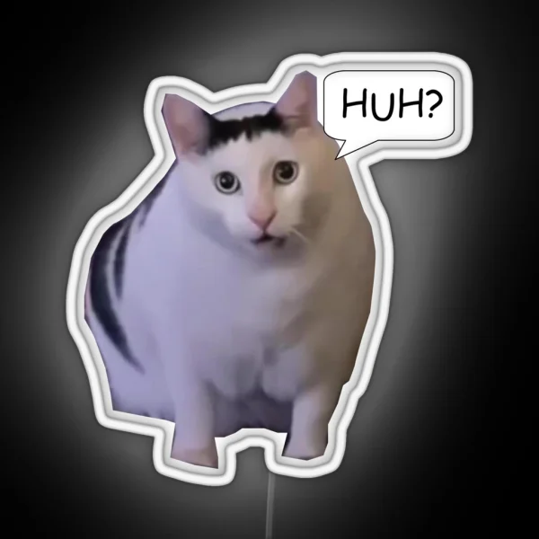 Huh Cat Meme RGB Neon Sign